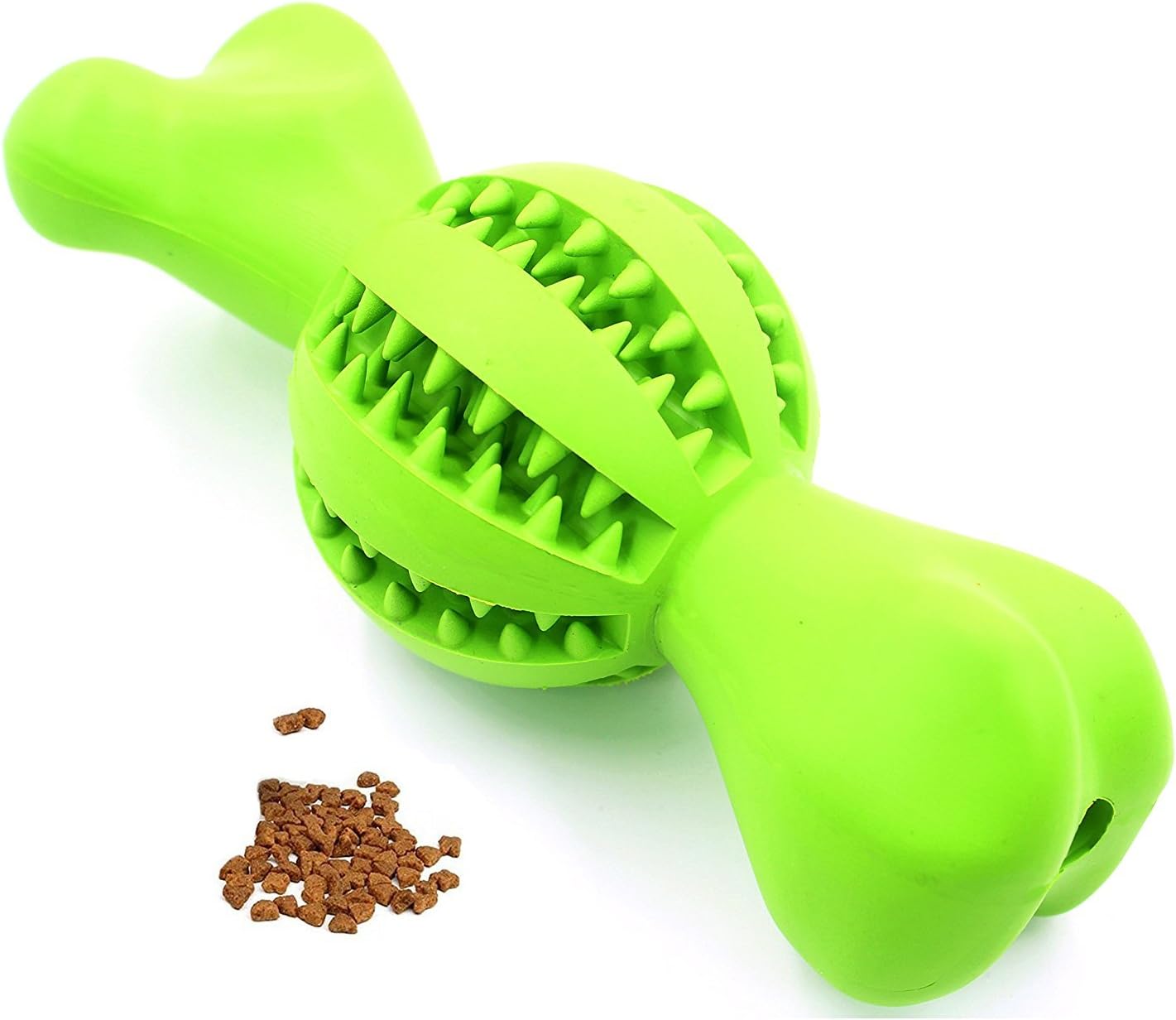 Pelay Toy for Dogs & Cats Indestructible Dental Treat Bite Resistant Durable Non-Toxic Soft Rubber Tooth Cleaning Ball for IQ Training/Playing/Chewing (Green)