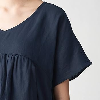 Amazon Co Jp 無印良品 マタニティチュニック フレンチリネン授乳に便利な半袖ワンピース マタニティ レディース ダークネイビー M L 服 ファッション小物