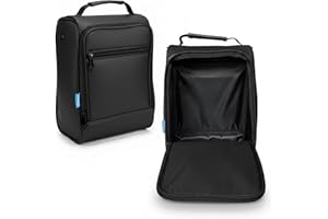 Club Doctor Golf Shoe Bag, Premium Leather-Inspired Travel Shoe Carrier, Durable Golf Shoe Organizer for Men, Women, Lightweight, Easy-to-Clean Shoe Storage with Handle-Black