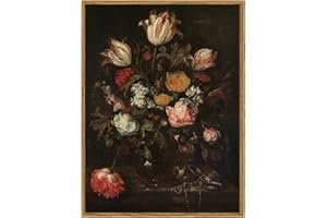 ARPEOTCY Vintage Floral Framed Wall Art, Flower Bathroom Art Decor Aesthetic, 12x16 Inch Canvas Art, Retro Wall Decor for Bedroom Living Room, Office Still Life Paintings Gifts