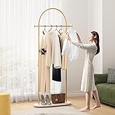FONECHIN Gold Clothing Rack with Marble Base Heavy Duty Coat Rack for Entryway, Bedroom, Living Room, Boutiques-67''H