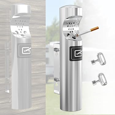 decorative cigarette receptacles 4401SA Satin Aluminum Wall Mount Deluxe Smokers Ashtray Waste receptacle measures 20W x 17 Amazon Best Sellers: Best Commercial