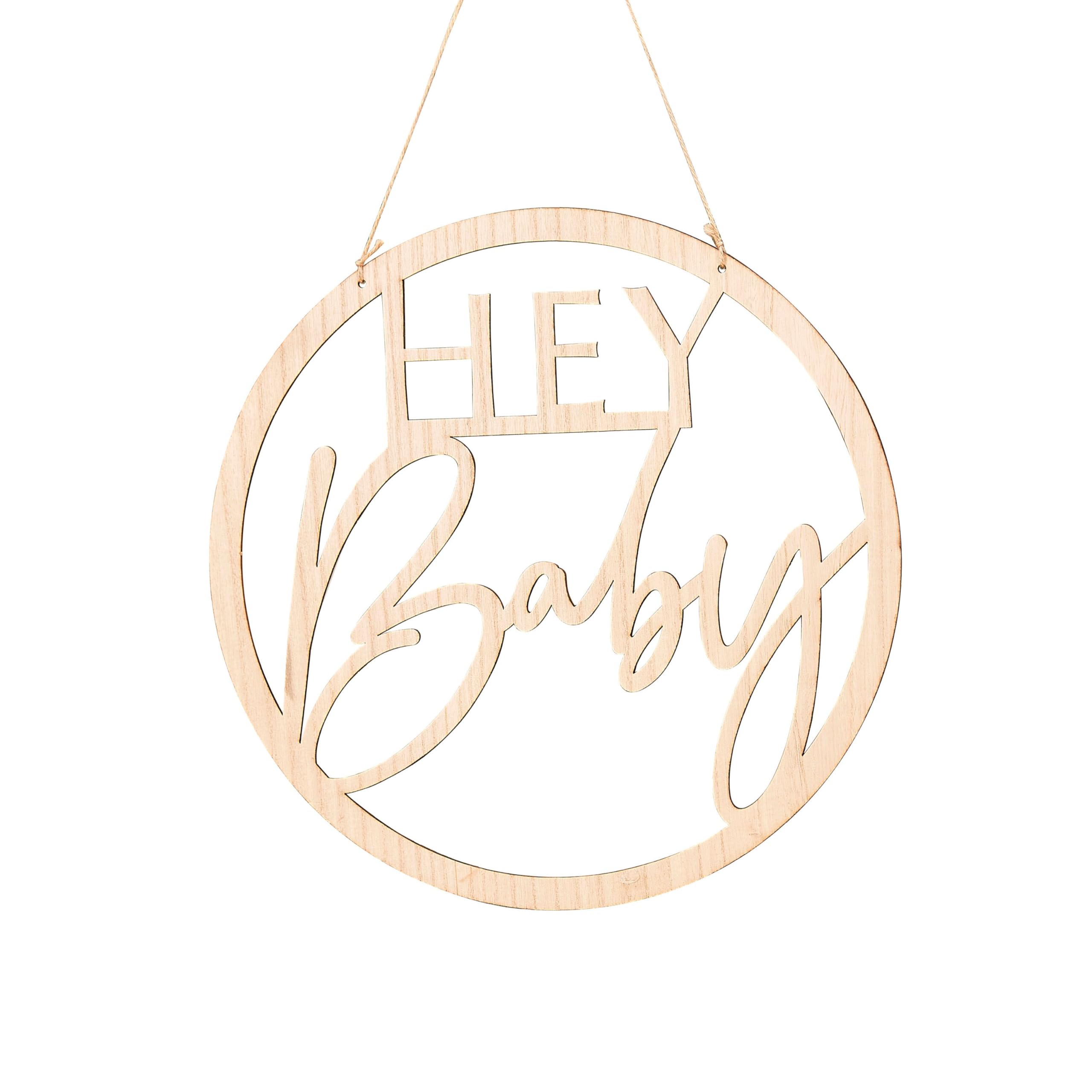 Ginger Ray Wooden Hey Baby Shower Sign - Botanical Baby