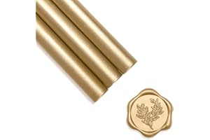 UNIQOOO Glue Gun Sealing Wax Sticks for Wax Seal Stamp - Prosecco Metallic Light Gold, Great for Wedding Invitation, Card Env