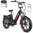 W Wallke Premium Dual Motor Electric Bike for Adults, UL2849 Certified, 48V 60Ah Battery Cell Brand Samsung, 200 Mile Long Range e Bike,App Control Fast 35MPH,20" Fat Tire City Offroad Full Suspension