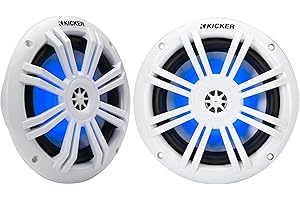 KICKER 51KM604WL KM 6.5" 4Ω LED Marine Coaxial Speakers - Pair