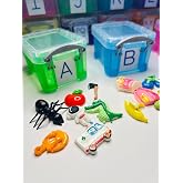Alphabet Learning Kit with Objects for Beginning Sounds, 7 Objects Per Letter, Storage Boxes with Uppercase Labels
