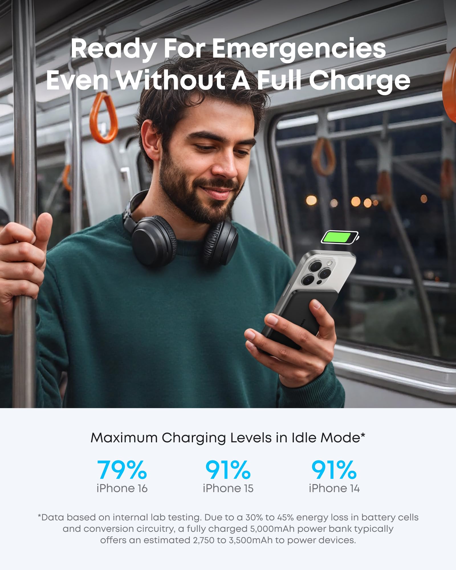 Anker Nano Power Bank, Ultra-Slim 5,000mAh Magnetic Battery Pack, Qi2 Certified 15W Max Ultra-Fast MagSafe-Compatible Portable Charger, Ergonomic Design, for iPhone Air/17/16/15 Series