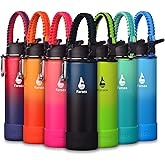 Farsea Insulated Water Bottle With Paracord Handle, Protective Silicone Boot and 2 Lids (Straw Lid & Spout Lid), Stainless Steel Water Bottle Wide Mouth, Double Wall Sweat-Proof BPA-Free, 24 oz