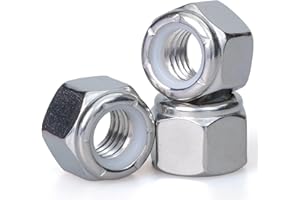 HIRTUOTTER 5/8"-11, Nylon Insert Hex Lock Nuts, 304 Stainless Steel, Bright Finish, Coarse Thread, Machinery, Automotive, Outdoor, Wooden Furniture, 5 PCS