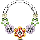 CM Crareesi Mania Cute Septum Ring 316L Stainless Steel Septum Piercing Jewelry 16G 10mm Daith Earrings for Women Colorful Septum Jewelry