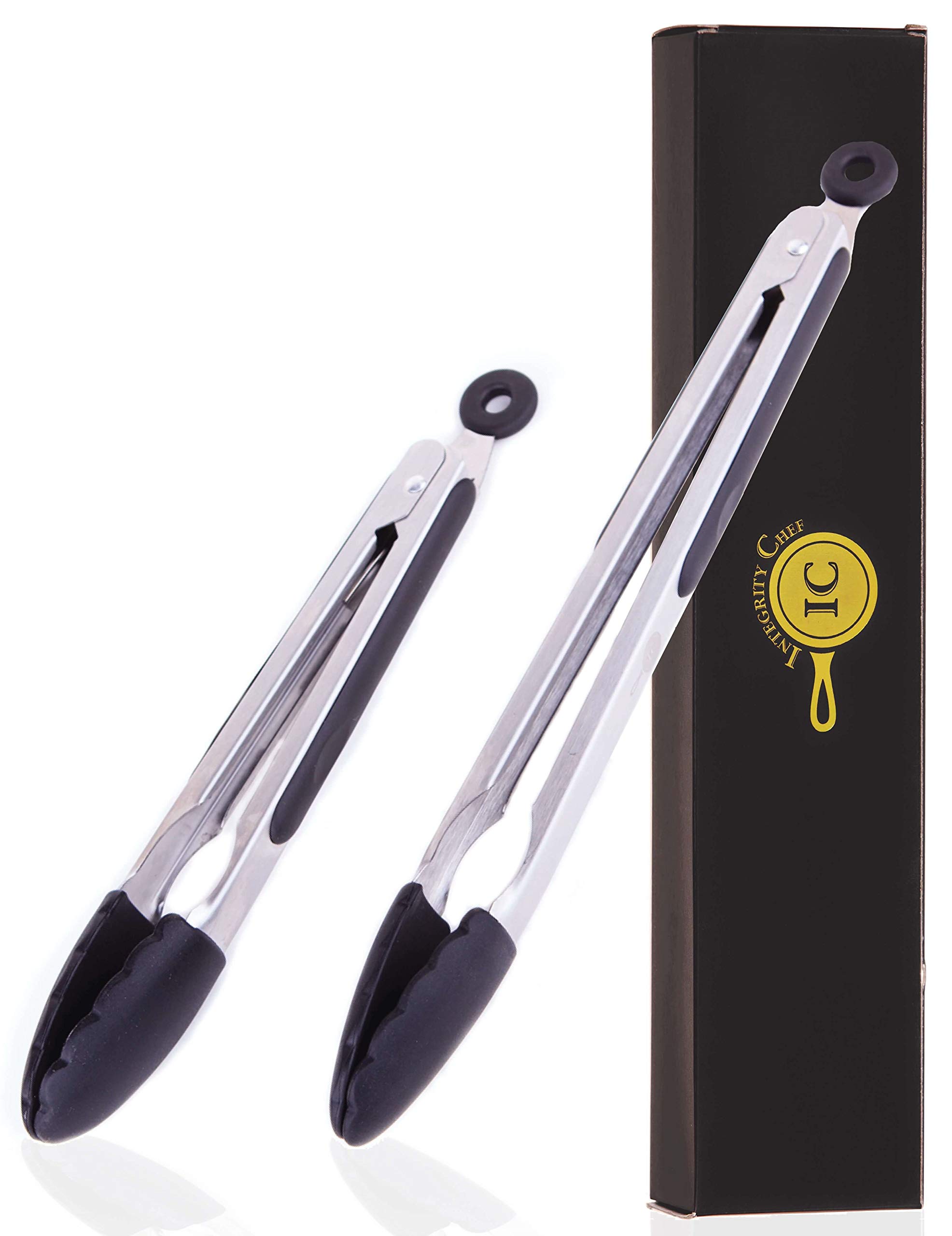 Premium Locking Stainless Steel Kitchen Tongs for Cooking by Integrity