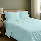 California Design Den King Sheets Set - Natural 100% Cotton Sheets King Size with Deep Pockets, Soft Sateen Weave, Breathable and Durable Bedding Set (Seafoam)