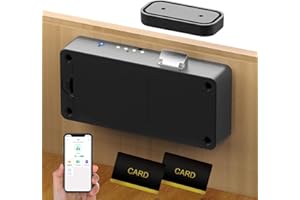 Anweller Smart Cabinet Lock, Hidden No Drill Adhesive Baby Proofing Child Proof Drawer Locks, Keyless RFID Bluetooth Cabinet Locks for Adults File Kitchen Cupboard Closet Liquor - Black