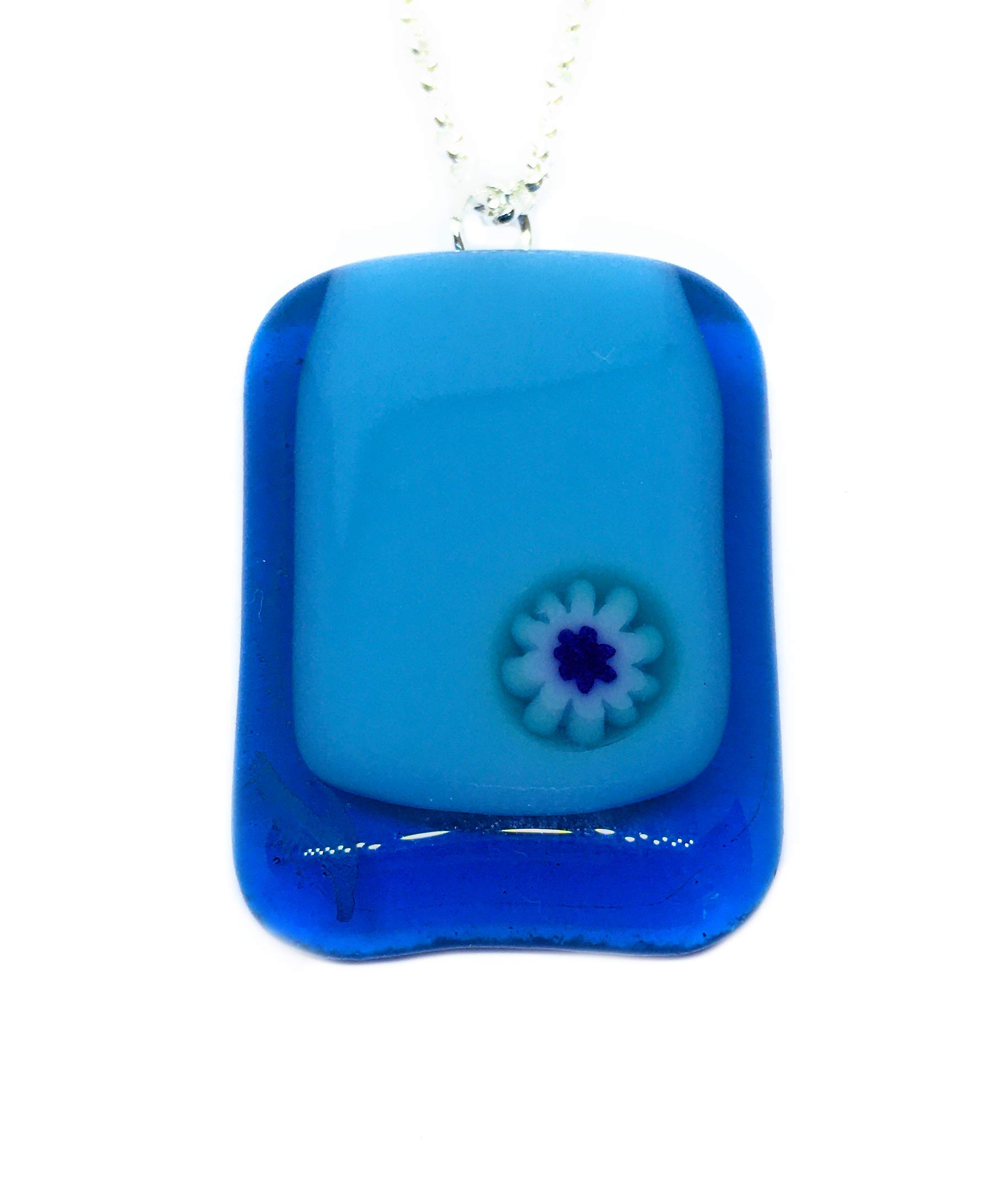 Millefiori Flower Pendant, Glass Pendant, Dichroic Glass Pendant, Handmade Glass Pendant, Handmade Dichroic Glass Pendant, Flower Pendant, 3.5cm x 2.5cm