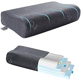 LOFE Contour Pillow - Adjustable Softness &amp; Hardness for Ideal Support | Adjustable 4 Layer for Side, Back&amp;Stomach Sleeper, 11 Heights Cervical Pillow for Proper Spine Alignment for Neck Pain Relief