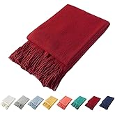 Homiest Decorative Knitted Throw Blanket with Fringe Soft & Cozy Tassel Blanket for Couch Sofa Bed (Red, 50x60)