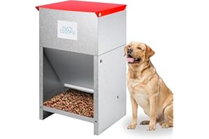 COZOFU Dog Feeder - Galvanized Metal Pet Food Station for Indoor & Outdoor Use - Automatic Gravity-Fed Dispenser Suitable for Small, Medium, and Large Dog Breeds - Capacity: 50 Pounds of Dry Kibble