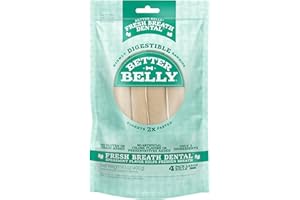 Better Belly Highly Digestible Rawhide Dental Chews, Treat Your Dog to a Chew with NO Artificial Colors or Flavors