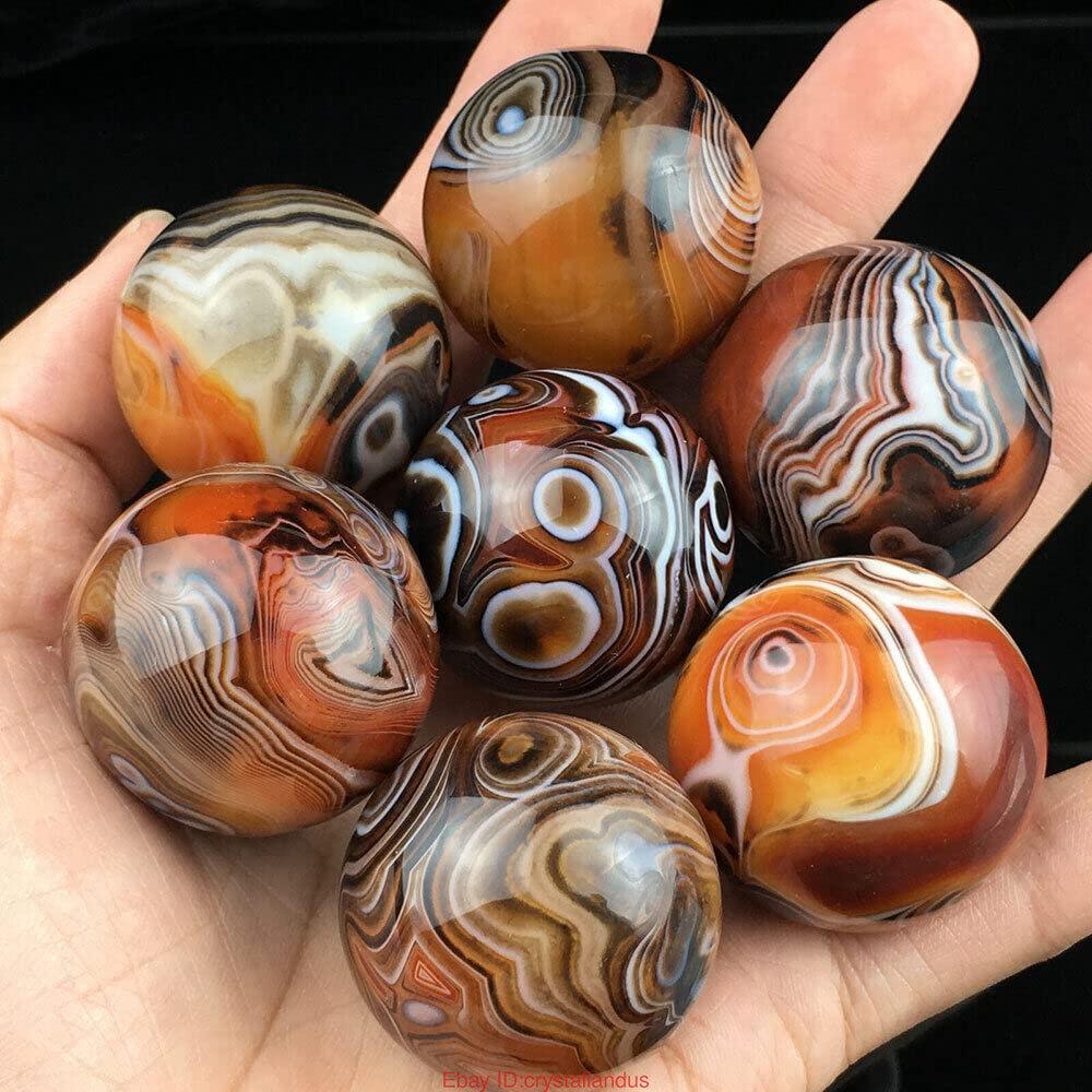 Photo 1 of ***1 PCS***TEAMWILL Natural Silk Agate Banded Ball Quartz Crystal Sphere Tumbled Gems Stone Dia.35MM(1.38inch)