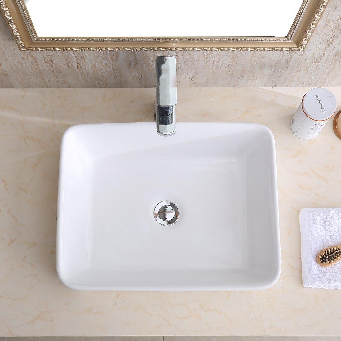 Changie 6030w Top Mount Vanity Bathroom Ceramic Vessel Basin White 19x15 Inches Sareg Com