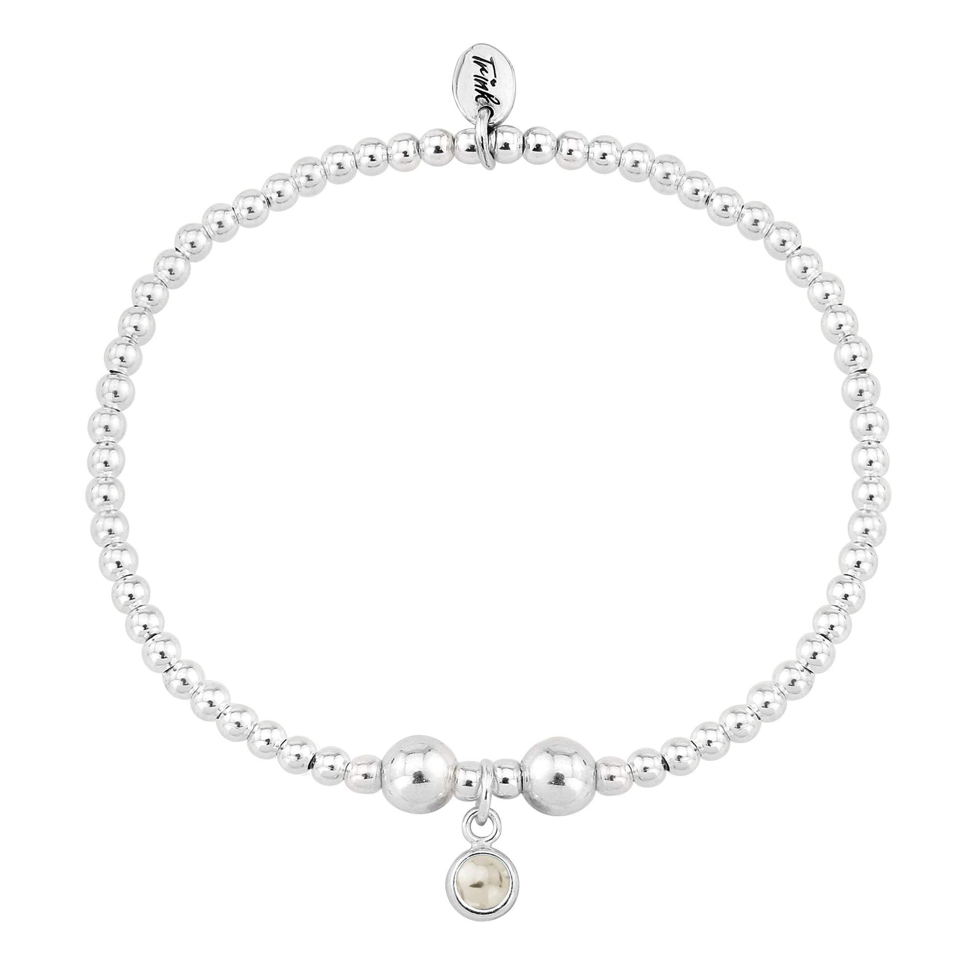 TRINK Brand Sterling Silver Beaded Birthstone Bracelet for June Freshwater Pearl — image 1