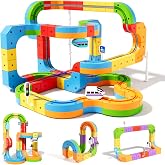 Wdebay klick Rail Electric Train Set 3D Magic Flexible Race Track for Kids 3 4 5 6 7 8 Years Old, Race Car Track with Anti-Gr