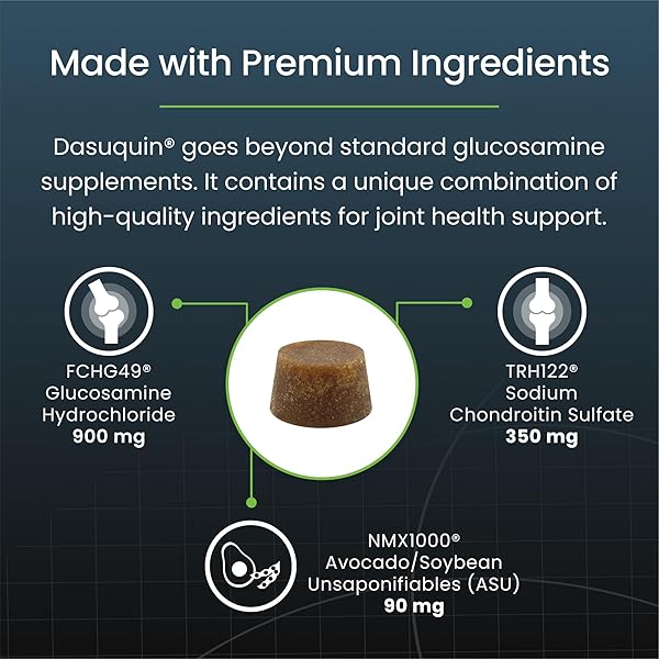 NUTRAMAX DASUQUIN FOR LARGE DOGS, JOINT HEALTH SUPPLEMENT, CONTAINS GLUCOSAMINE FOR DOGS, PLUS CHONDROITIN, ASU AND MORE, SUPPORTS HEALTHY JOINTS, SOFT CHEWS, 84 COUNT