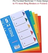 ROS SHINE 16 Pack 1-5 Part A4 Folder Dividers 11-Hole Multi-Color Content List view 2