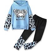 Gaupafmb Girls Clothes Cool Girl Print Tie Dye Hoodie Pullover Sweatshirt Leggings 2PC Outfits