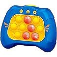Pop Game Toy for Kids, Quick Push Puzzle Handheld Game Light up Fidget Toy, Bubble Sensory Toys, Ages 3-12 (Blue)