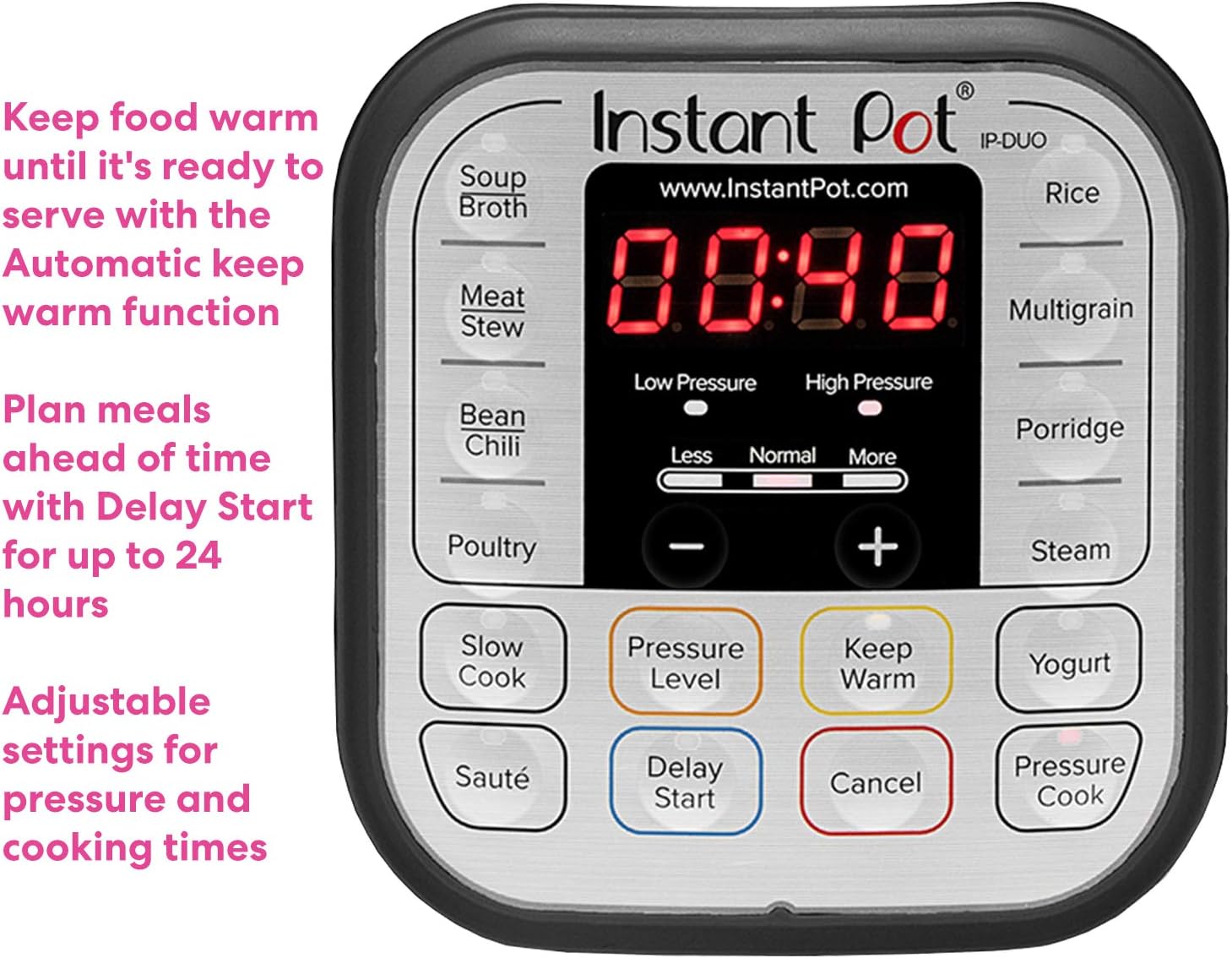 Instant Pot Duo 7-in-1 Electric Pressure Cooker, Sterilizer, Slow Cooker, Rice Cooker, Steamer, Saute, Yogurt Maker, and Warmer, 6 Quart, 14 One-Touch Programs: Kitchen & Dining