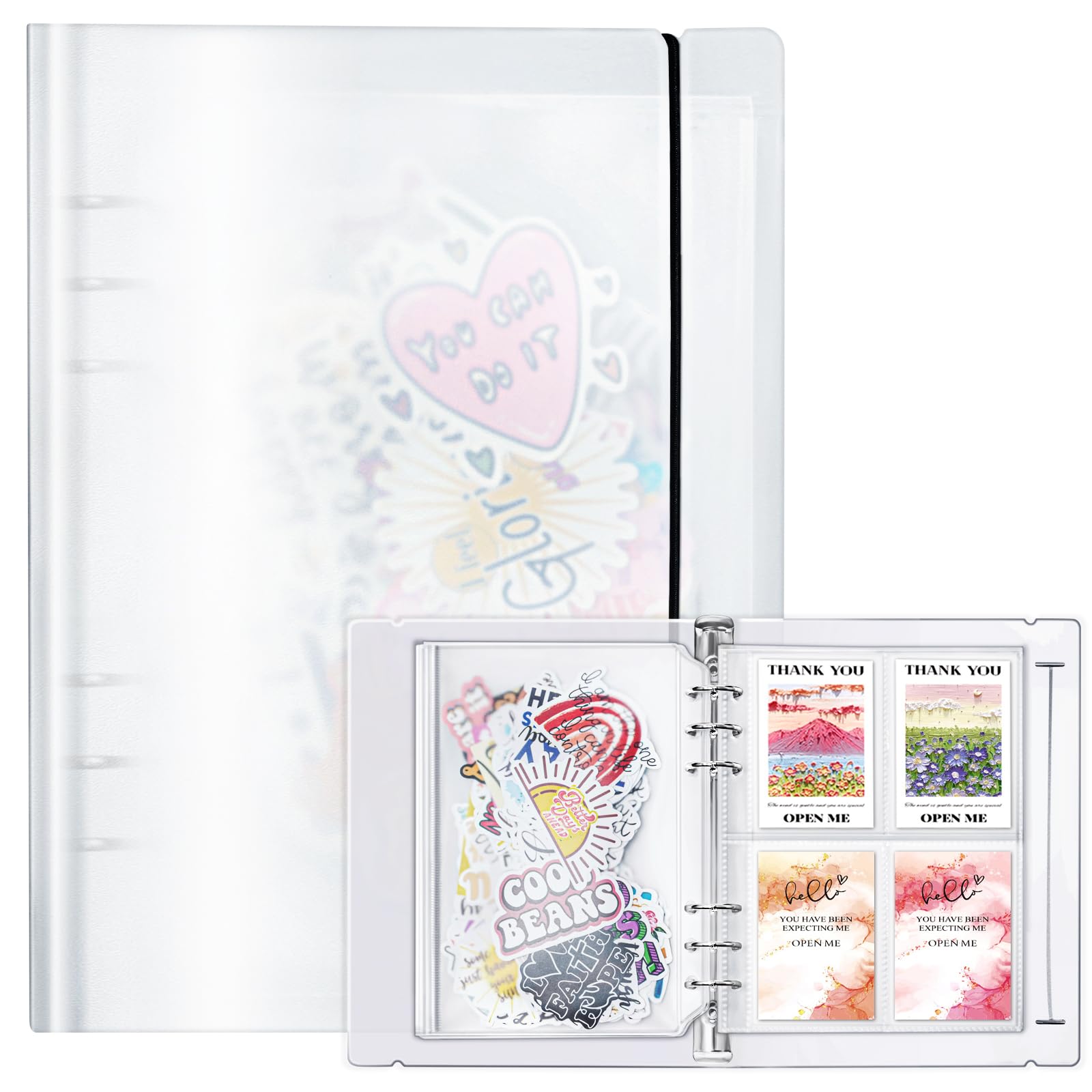 Photo 1 of tutata A5 Sticker Collecting Book, Sticker Storage Album with 45 Binder Sleeves, 5 Sizes, 185 Pockets