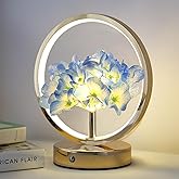 JHXLAMP Birthday Gifts for Women Mom,Hydrangeas Flower Touch Lamp,Rechargeable Cordless 3 Way Dimmable Small Night Light for Bedroom,Living Room,Office Home Decor Thank You Gifts for Festival-Blue