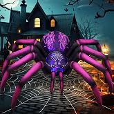 COMIN 9 FT Long Halloween Inflatables Purple Gradient Spider Outdoor Decorations Blow Up with Built-in LEDs for Halloween Indoor Yard Lawn Garden Decoration