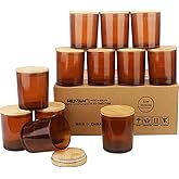 MILIVIXAY 12 Pack 7oz Matte Green Glass Candle Potten met Deksels en Kaarsen Maken Kits - Bulk Lege Kaarsenpotten voor het maken van Kaarsen - Kruiden, Poeder Containers