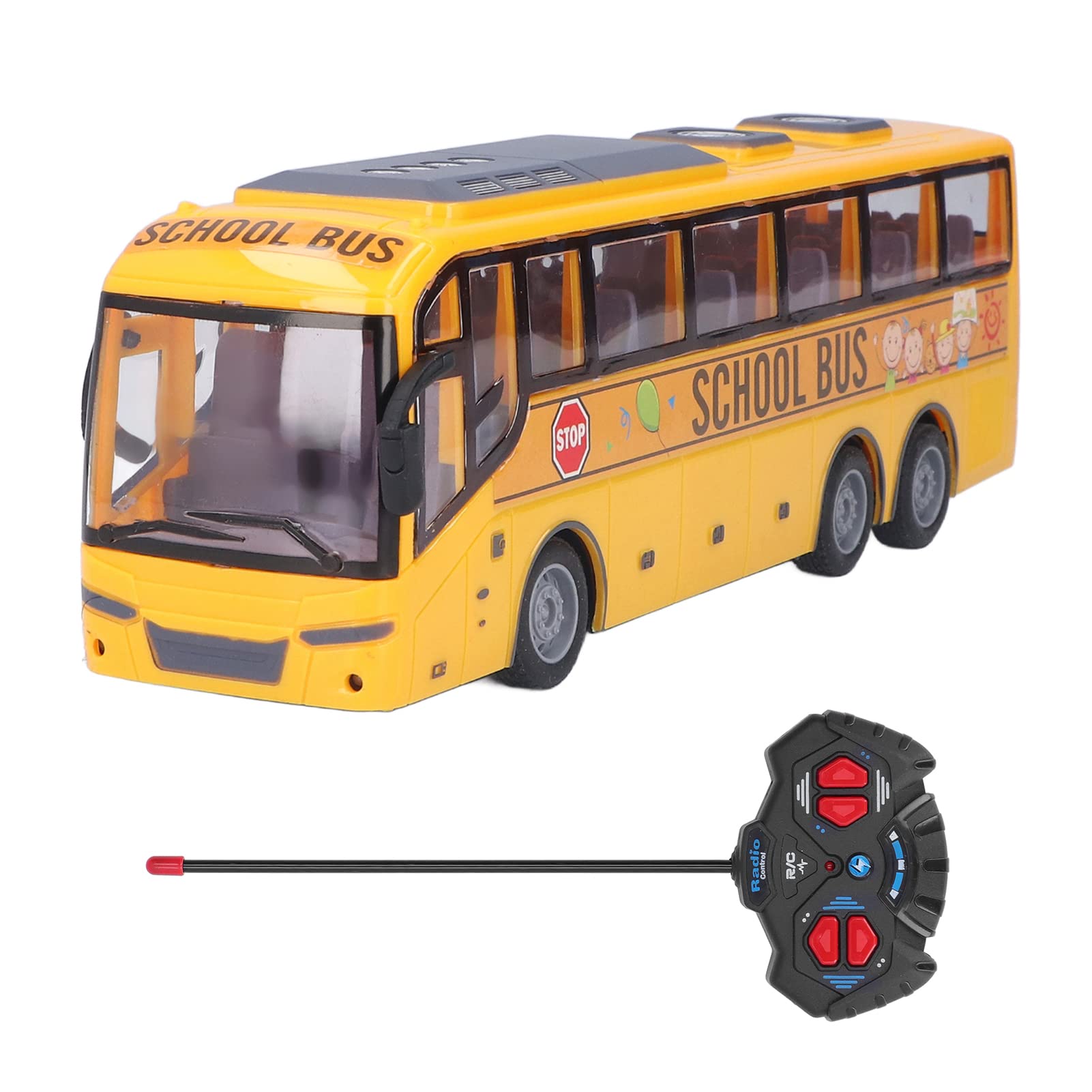 Dpofirs RC School Bus Toy for Toddlers - Remote Control Vehicle With LED Lights - Electronic Car for Children - Birthday Gift