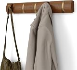 Umbra Flip Wall Mounted Coat Rack 5 Hooks Light Walnut Gold view 1
