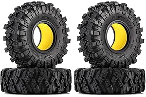 INJORA 1.0 Tires with Silicone Rubber Inserts S5 Crawler Mud Terrain Kraken Claw for SCX24 TRX4M AX24 Bronco Gladiator C10 JLU Deadbolt FCX24 FCX18 Axial RC 1/24 1/18