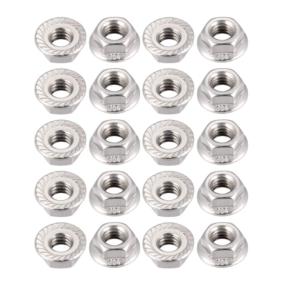 sourcing map 5/16-18 Serrated Flange Hex Lock Nuts, 304 Stainless Steel, 10 Pcs