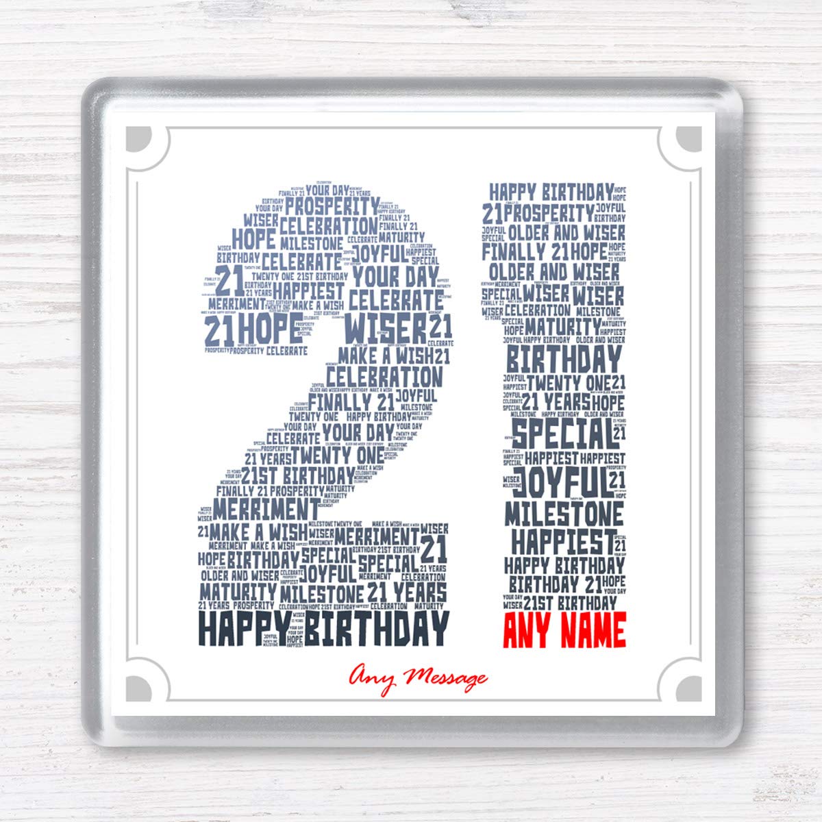 21 Twenty One Ideal Birthday Present Ideas For Him Or Her Add Any Name Message 21st Birthday Personalised Word Art Drinks Coaster Gift Son Or Daughter Qty 1 Food Service Equipment