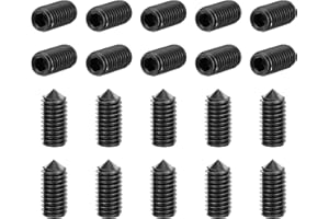 uxcell 40Pcs Set Screws M5x12mm Carbon Steel Cone Point Hex Socket Grub Screws for Machinery, Home Repairs, and Fixtures Blac