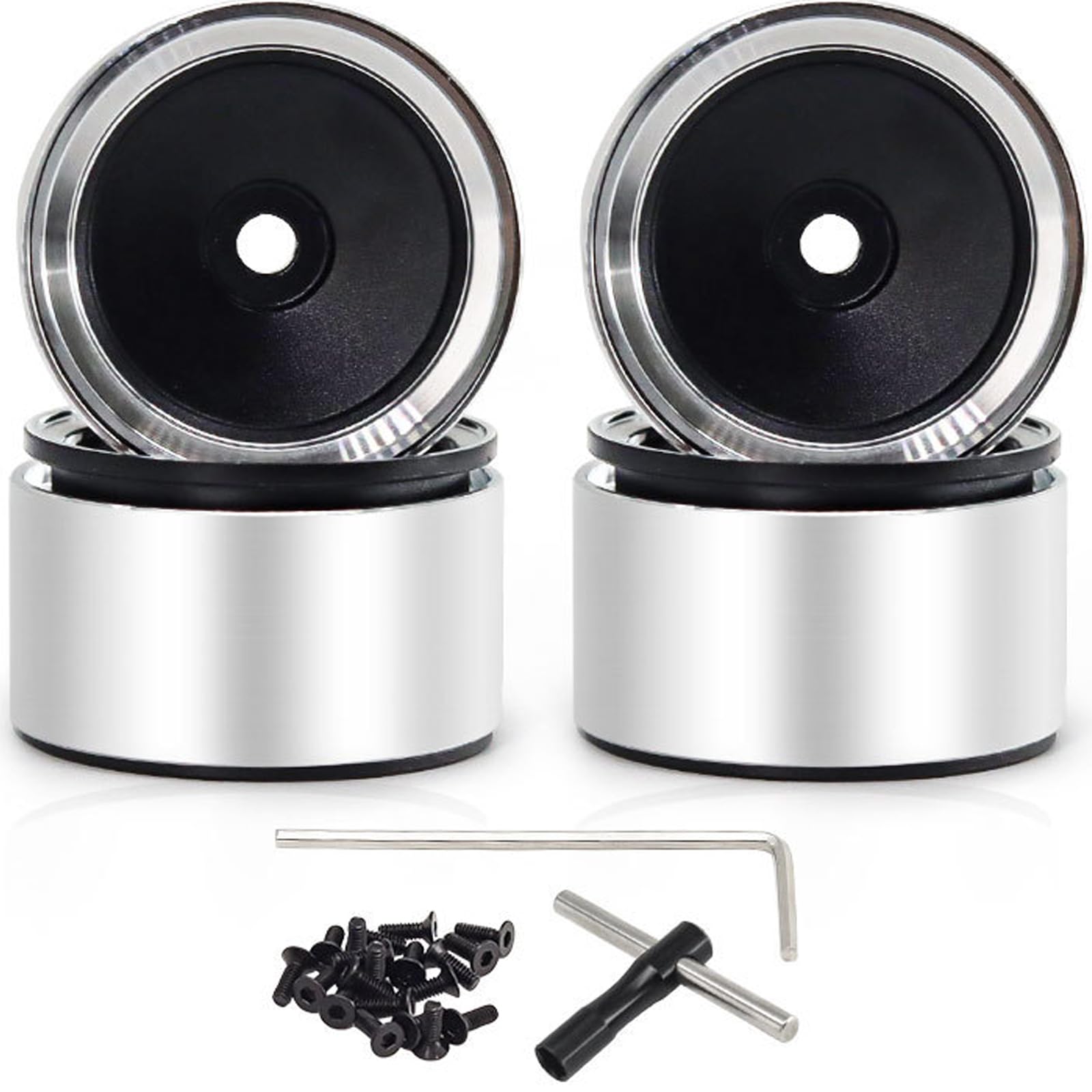 RcThjia 1.0 Beadlock Wheel CNC Aluminum Alloy Wheel Rims - Premium Upgrade for 1/24 Axial SCX24 & TRX4M RC Crawlers (Requires Extended Hubs for TRX4M)(White)