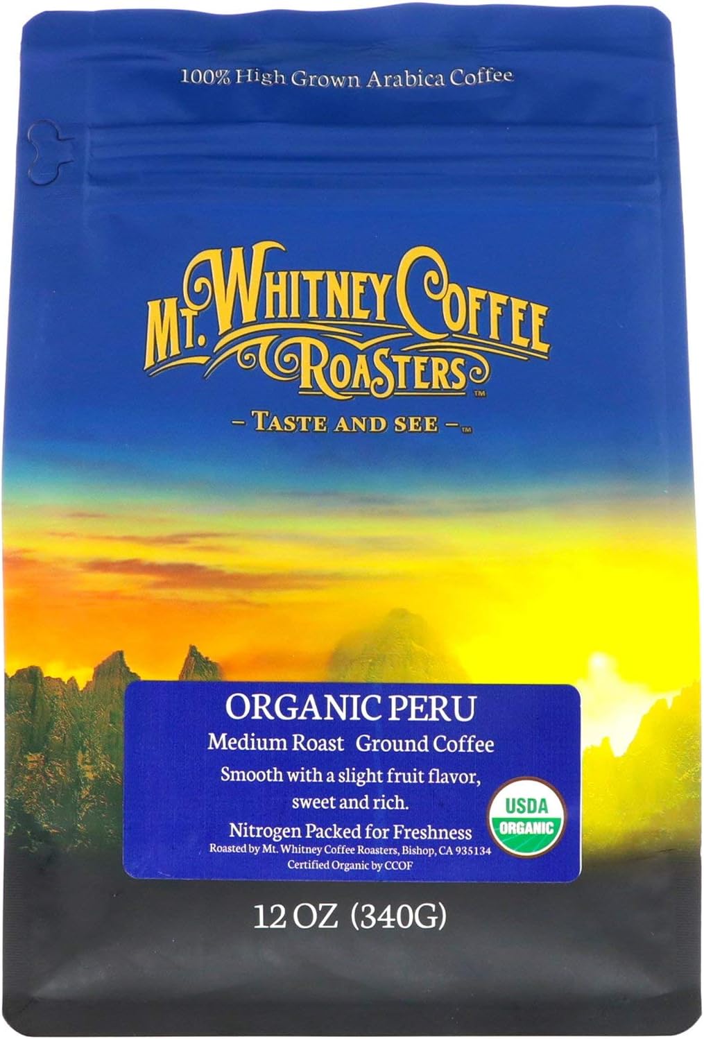 Organic Peru, Ground Coffee, Medium Roast, 12 oz (340 g), Mt. Whitney Coffee Roasters