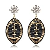 Beaded Football Earrings for Women Rhinestone Beads Game Day Earrings Sports Team Dangle Earrings Football Mom Accessories Jewelry Gifts