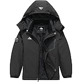QUCOOM Boy's Waterproof Ski Jacket kids Winter Snow Coat| Fleece Snowboarding Jackets with Detachable Hood