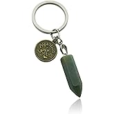 ZUOPIPI Zodiac Crystal Stone Keychain Natural Rose Stone/Red Agate/Aventurine Healing Crystal Keychain