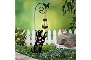YY Gardenia Metal Dog Stake with Solar Lights Outdoor Decorative,Beagle Lawn Ornaments,Womens Gifts Unique,Garden Silhouette Animal Decor