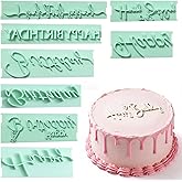 8Pcs Happy Birthday Fondant Stamp, Happy Birthday Stencil for Cakes Letter Writing Stencil Reusable Cake Words Stamp for DIY Cookies Decorating