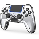 BETMI Wireless Controller for PS5, Pro/Slim/MAC/PC, Metallic Silver | Gamepad with Macro/Turbo Function, Dual Vibration, Hall Effect Joysticks, 6-Axis Gaming Controller with Speaker, 3.5mm Jack